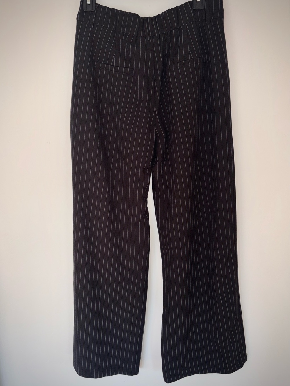 AQUA Black Pinstripe Pleated Wide Leg Trousers Career Core - Picture 5 of 6